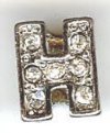 1 9mm Silver Slider with Rhinestones - Letter "H"